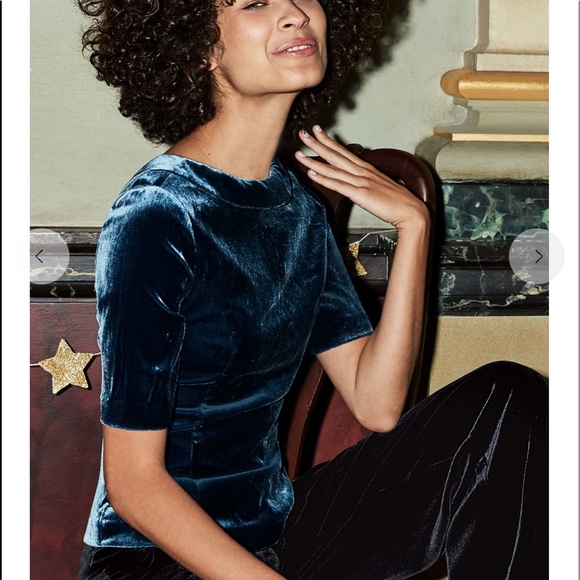 Boden NWT Martha Blue Velvet Top size 10. - Picture 9 of 10